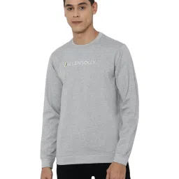 Allen Solly Grey Cotton Regular Fit Logo Printed Sweatshirt image 1