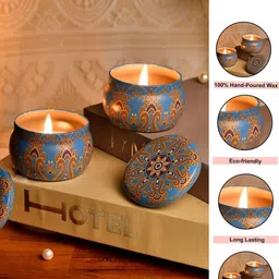 Myntra Elegant Homes Blue & Blue 2 pieces Jar Candle image 4