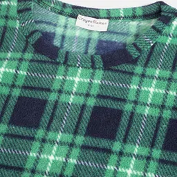 CrayonFlakes Girls Green Checked T-shirt with Trousers image 5