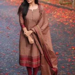 SRF JAIPUR Women Ethnic Motifs Regular Pure Cotton Kurta With Dupatta-image-44