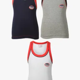 Bodycare Kids Navy, Grey & White Textured Vests (Pack of 3)-picture-38