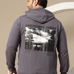 Sztori Plus Size Graphic & Typography Printed Hooded Sweatshirt image 5