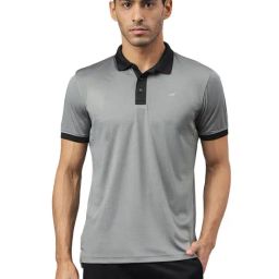 ALCIS Dark Grey Drytech Anti-Static Slim Fit Running Polo T-Shirt-picture-4
