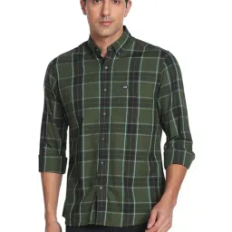 Arrow Sport Green Cotton Slim Fit Checks Shirt-picture-38