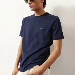 Andamen Signature Core Navy Regular Fit Solid T-Shirt image 3