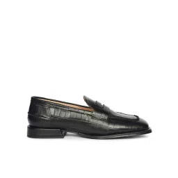 Saint G Women Black Croco Leather Loafers image 2