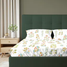 Urban Space Serene 200 TC Cotton Bedsheet With 2 Pillow Covers - Eden White-picture-32