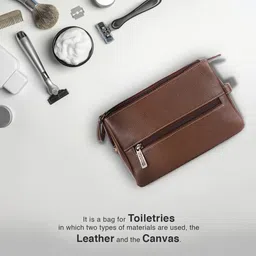 hammonds flycatcher Genuine Leather Toiletry Bag for Men and Women - Travel Organizer Pouch, Shaving Kit Bag for Men, Cosmetic Organizer Bag, Toiletry Pouch for Men with Multiple Pockets - Brushwood image 2