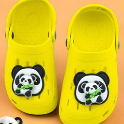 Yellow Bee Perforated Clogs With Aeroplane Rotating Charms - Yellow-picture-43