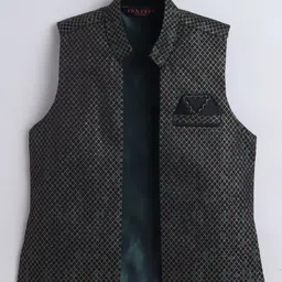 Ahhaaaa Silk Blend Full Sleeves Solid Kurta Pyjama With Embellished Sherwani Set - Green image 3