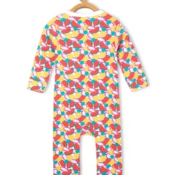 The Mom Store Knit Full Sleeves Fruits Printed Sleepsuit - Multi Colour image 3