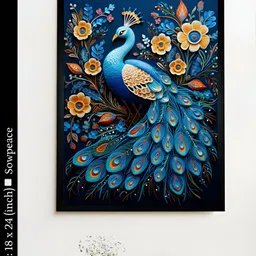 SOWPEACE Blue & Yellow 1 Piece Canvas Birds and Animals Wall Paintings-picture-12