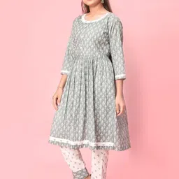 BAESD Girls Ethnic Motifs Printed Pure Cotton Kurta with Trousers-picture-45