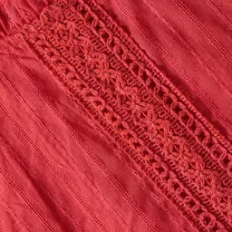 Babyhug Rayon Woven Full Sleeves Solid Colour Top - Red image 3