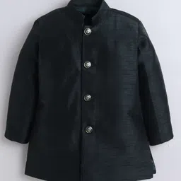 Ahhaaaa Silk Blend Full Sleeves Solid Kurta Pyjama With Embellished Sherwani Set - Green image 5