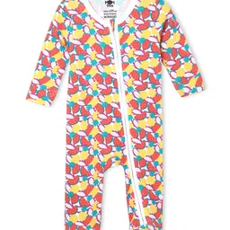 The Mom Store Knit Full Sleeves Fruits Printed Sleepsuit - Multi Colour image 5