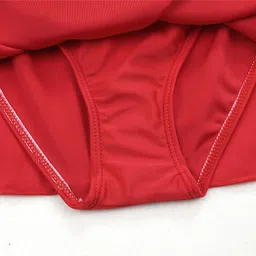 Babyhug Half Sleeves Frock Swimsuit Polka Dots Print - Red image 5