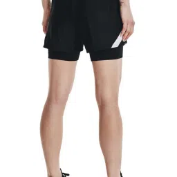 UNDER ARMOUR Black Striped Mid Rise Sports Shorts image 2