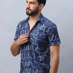 Indian Needle Navy Regular Fit Printed Shirt-picture-16