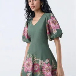 Bombay Paisley by Westside Sage Floral Printed Cotton A-Line Dress-picture-13