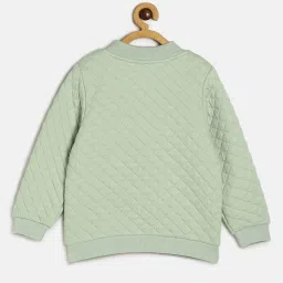 MINIKLUB Kids Sage Green Checks Full Sleeves Sweatshirt image 2