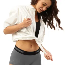 Freecultr Grey & Blue Plain Boy-Shorts Panties - Pack Of 2 image 2