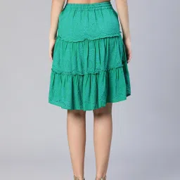 Oxolloxo Green Viscose Self Design Skirt image 2