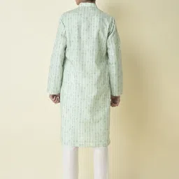 TABARD Kids Light Green & White Printed Full Sleeves Kurta with Churidar image 2