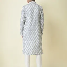 TABARD Kids Grey & White Printed Full Sleeves Kurta with Churidar image 2