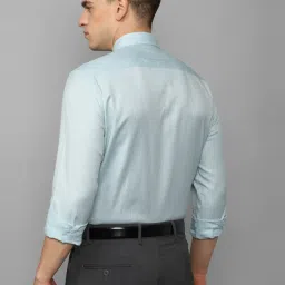 Louis Philippe Gods & Kings Blue Cotton Regular Fit Texture Shirt image 2