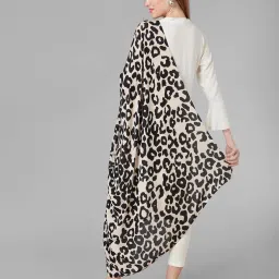 Style Quotient Beige & Black Rayon Animal Print Shawl image 2