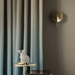 SPACES DRAPE STORY Elegent Blue & Cream Polyester 7 ft Door Curtain - Set of 2 image 2