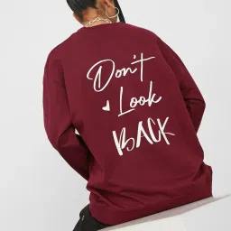 Styli Longline Don't Look Back Slogan Regular Fit Sweatshirt image 2