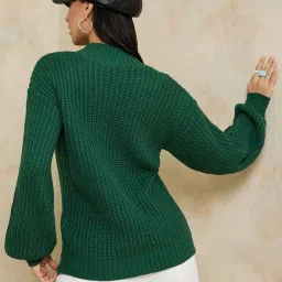 Styli Regular Length Chunky Knit Volume Sleeves Regular Fit Sweater image 2