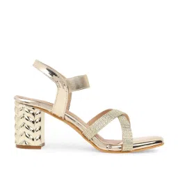 Elle Women's Gold Ankle Strap Sandals image 2