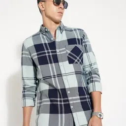 Sf Jeans By Pantaloons Navy Relaxed Fit Checks Shirt image 4