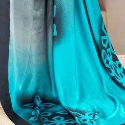 Saree Mall Black & Blue Printed Saree With Unstitched Blouse image 4