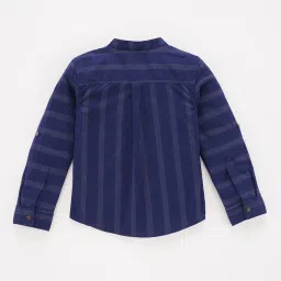Ed-a-Mamma Kids Navy Striped Full Sleeves Shirt image 2