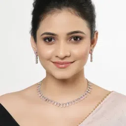 Zeneme Silver Plated AD Studded Jewellery Set image 3