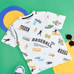 Pantaloons Junior White Cotton Printed T-Shirt-image-79