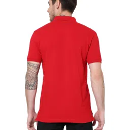 Mufti Red Cotton Slim Fit Self Pattern Polo T-Shirt image 2
