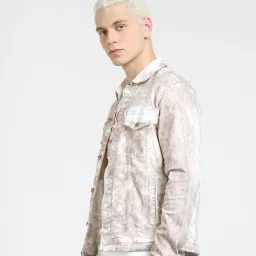 Jack & Jones Beige Regular Fit Textured Jackets image 3