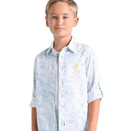 U.S. Polo Assn. Boys Blue & White Printed Full Sleeves Shirt-picture-22