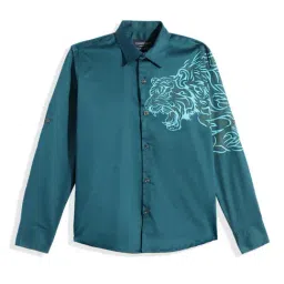 Charchit Boys Rama Green Comfort Fit Shirt-image-59
