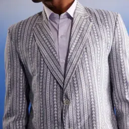 Vastramay Grey Regular Fit Printed Blazer image 4