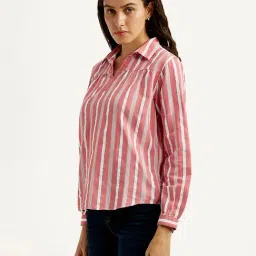 Levi's Pink Cotton Relaxed Fit Striped Top image 3