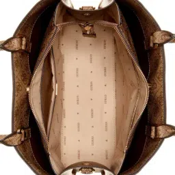 Guess Latte Meridian Logo Girlfriend Satchel image 3