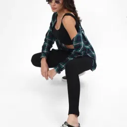 R&B Black Viscose Regular Fit High Rise Pants image 4