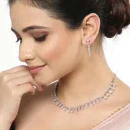 Zeneme Silver Plated AD Studded Jewellery Set image 2