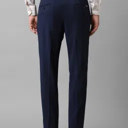 Luxure By Louis Philippe Navy Slim Fit Flat Front Trousers image 2